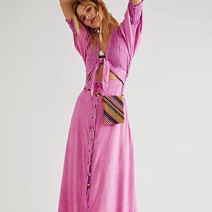 Free People String Of Hearts Maxi Dress Smocked  XS New